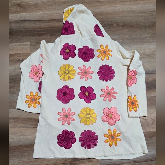 Johnny Was Blossom Open Front Floral Hooded Cardigan Size L - Picture 3 of 11